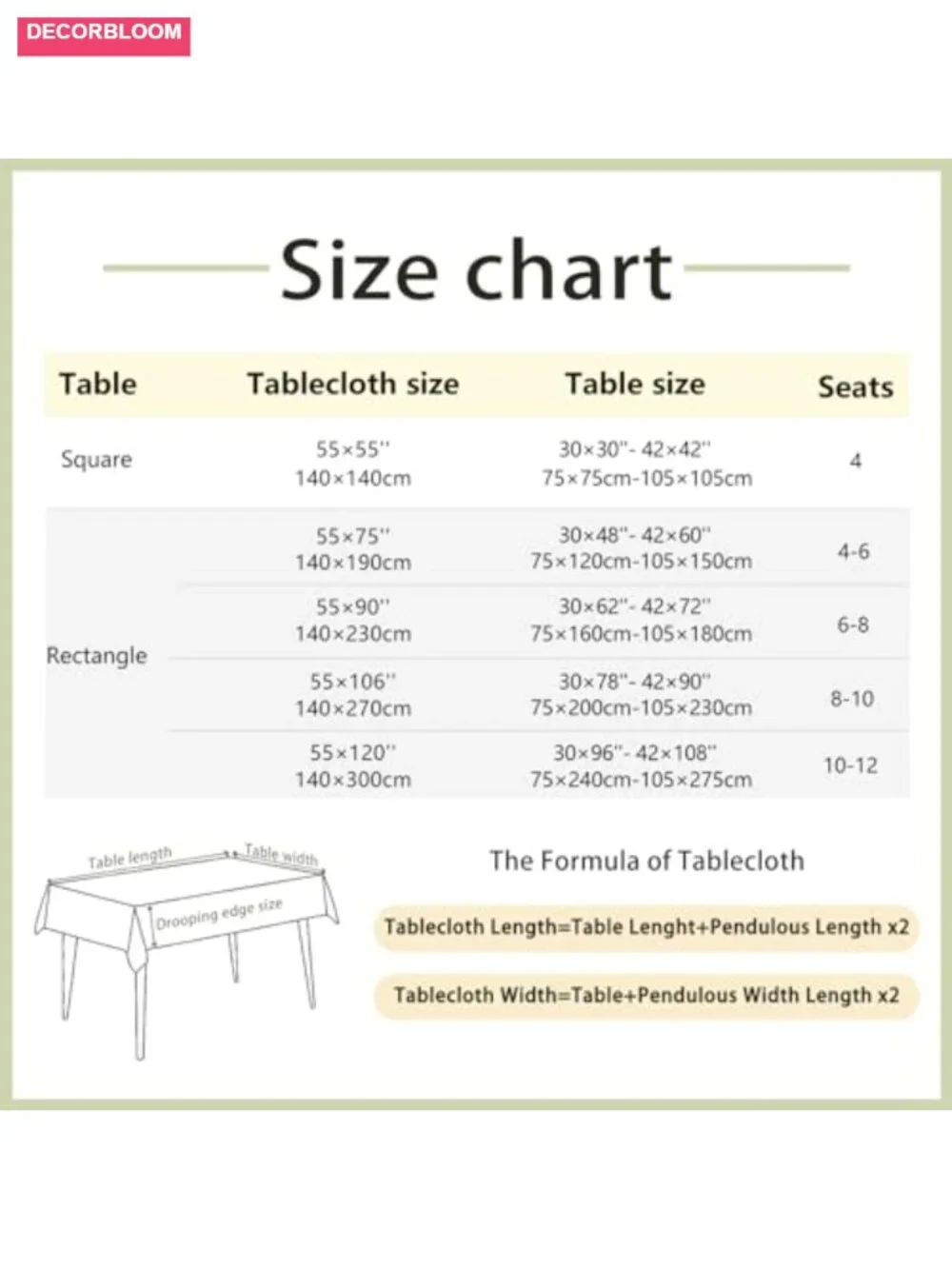 Embroidered Tablecloth 55x75 Cotton Linen Waterproof Washable Farmhouse